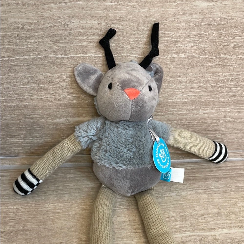 THE MANHATTAN TOY COMPANY NWT Gray and Tan Plush Toy Reindeer - Picture 4 of 12